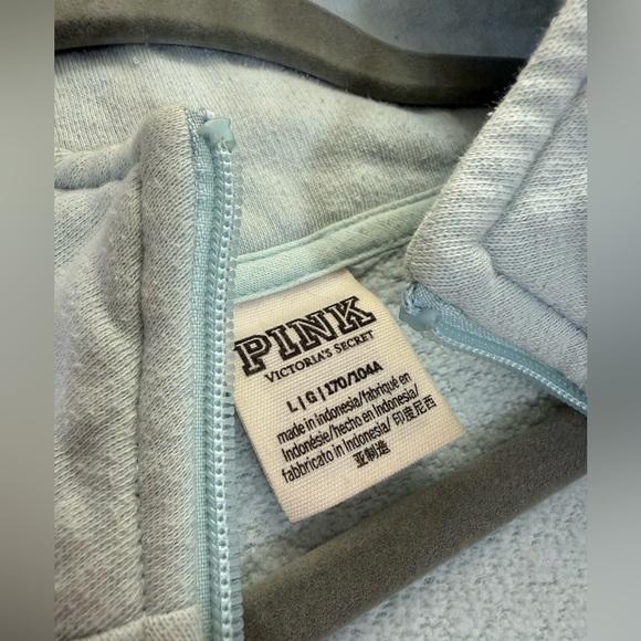 PINK Victoria’s Secret Mint Half Zip Sweatshirt Pullover Size Large - Picture 3 of 7